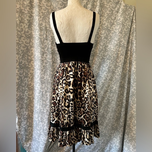 Bebe Dress Black and Leopard Dress Size M NWOT - Picture 2 of 6